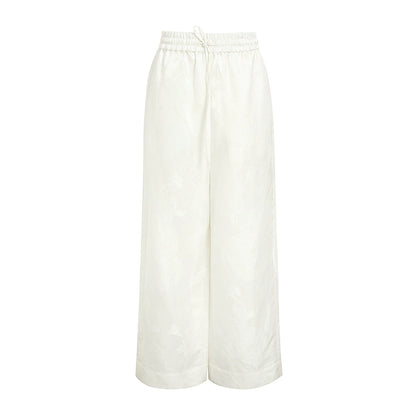 ZHUCHONGYUN summer white glossy straight trousers-SHMURDA.