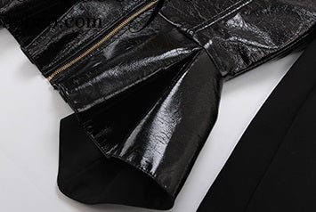 Le Palais  black patent leather fishbone slim top-JENNY