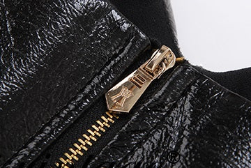 Le Palais  black patent leather fishbone slim top-JENNY