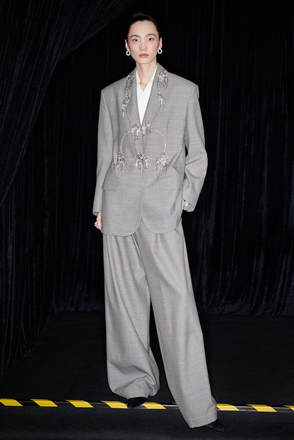 M essential Mackay designer skinny wool orchid crystal lamp tassel bead suit - TONY.