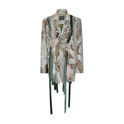 M essential Mackay designer vine pattern embroidery marble print jacket skirt suit- Eden.
