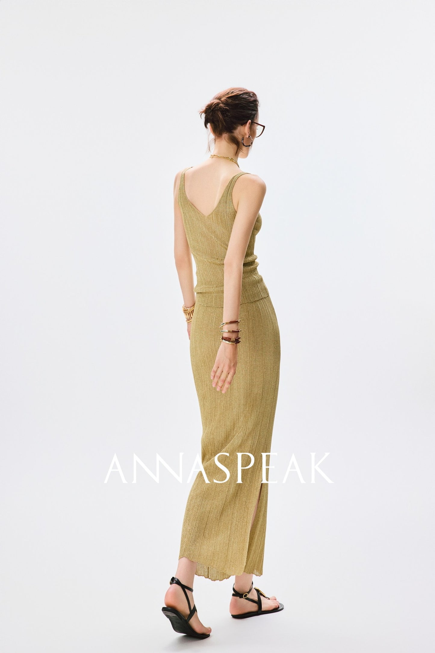 ANNASPEAK dry soft and cool VISCOSE pit strip suspender straight skirt set-CHOTA.