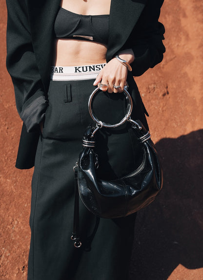 IUBALLET Crescent  Designer Black Croissant Armpit Bag - KING