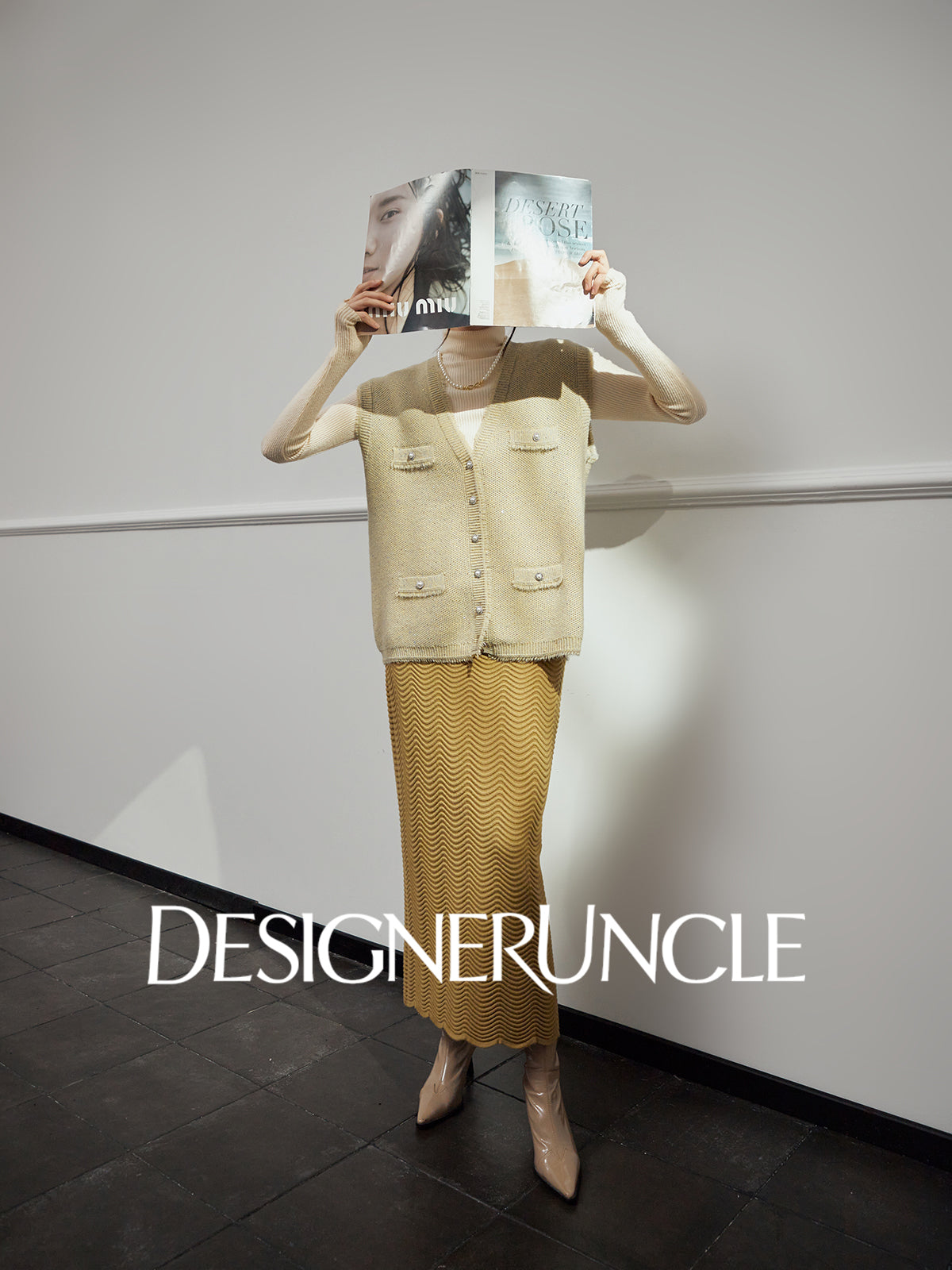 DGU Chick Yellow New Light Luxury Small Fragrance Versatile Design Sleeveless Top - Georgia.