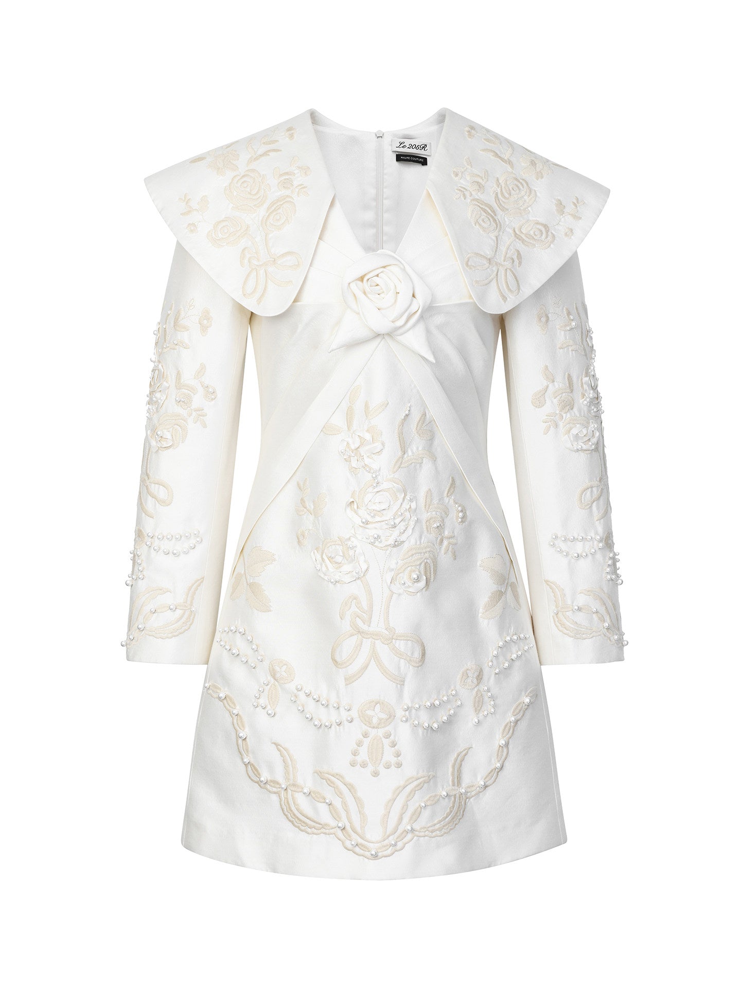 FAME Romantic Modern Rose Embroidered Lapel Dress - SERGIO