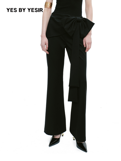 YES BY YESIR bow-tied waist casual pants - POWER.