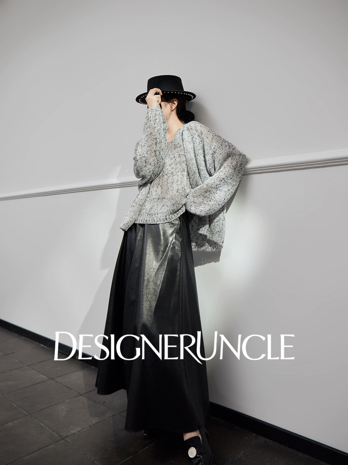 DGU "Molan" dark gray new lazy wind versatile high-end two-piece set - William.