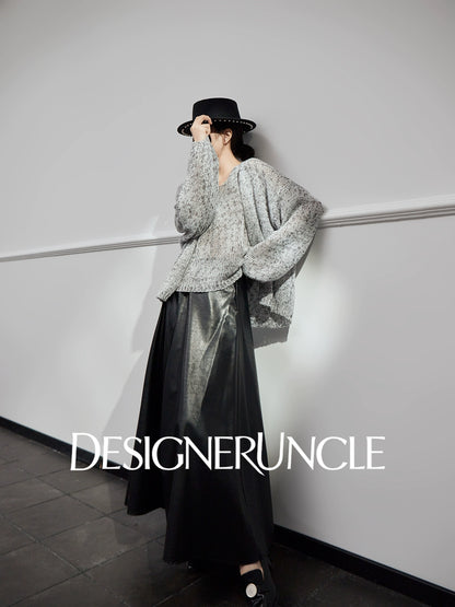 DGU "Molan" dark gray new lazy wind versatile high-end two-piece set - William.