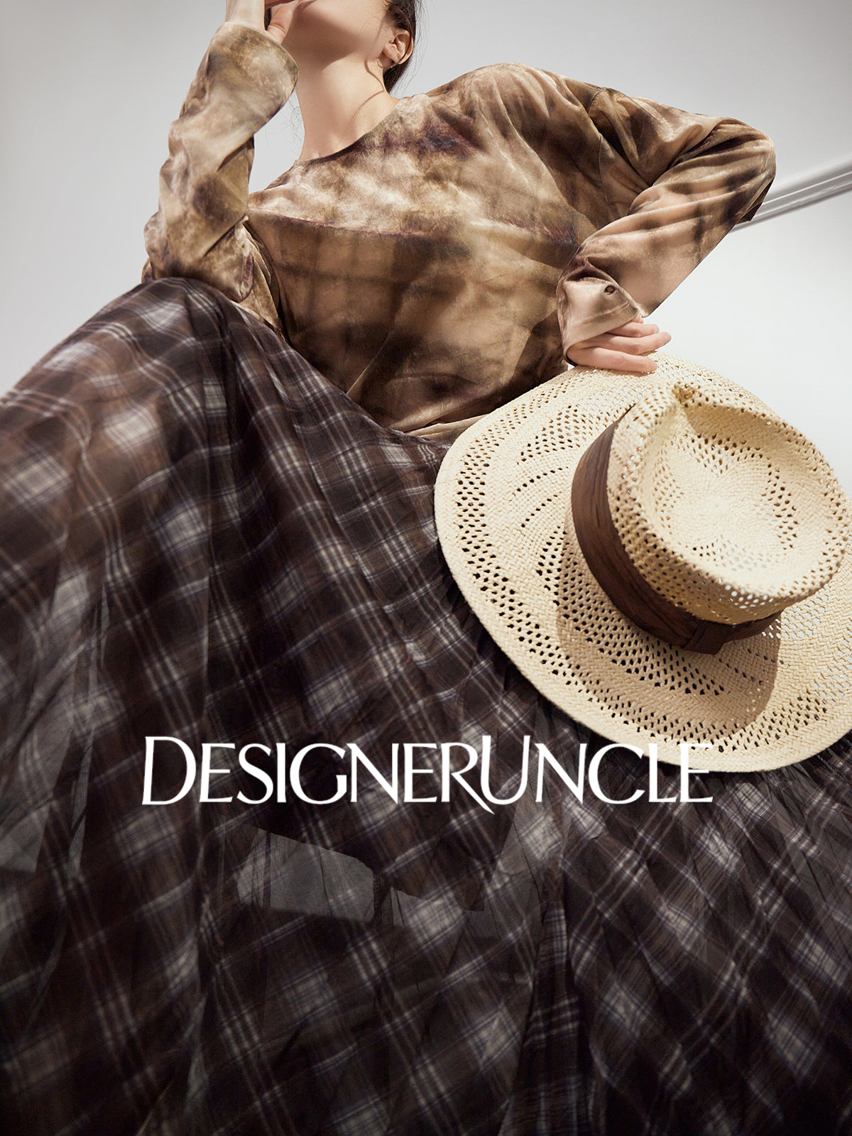 DGU|Checkered Long Sleeve T-Shirt Autumn New Loose Skirt Lazy Design Top - BOAST.