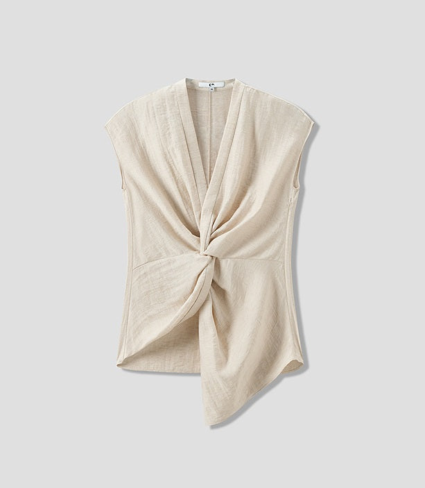 COMME MOI Summer V-Neck Sleeveless Kink Top - MERCY.