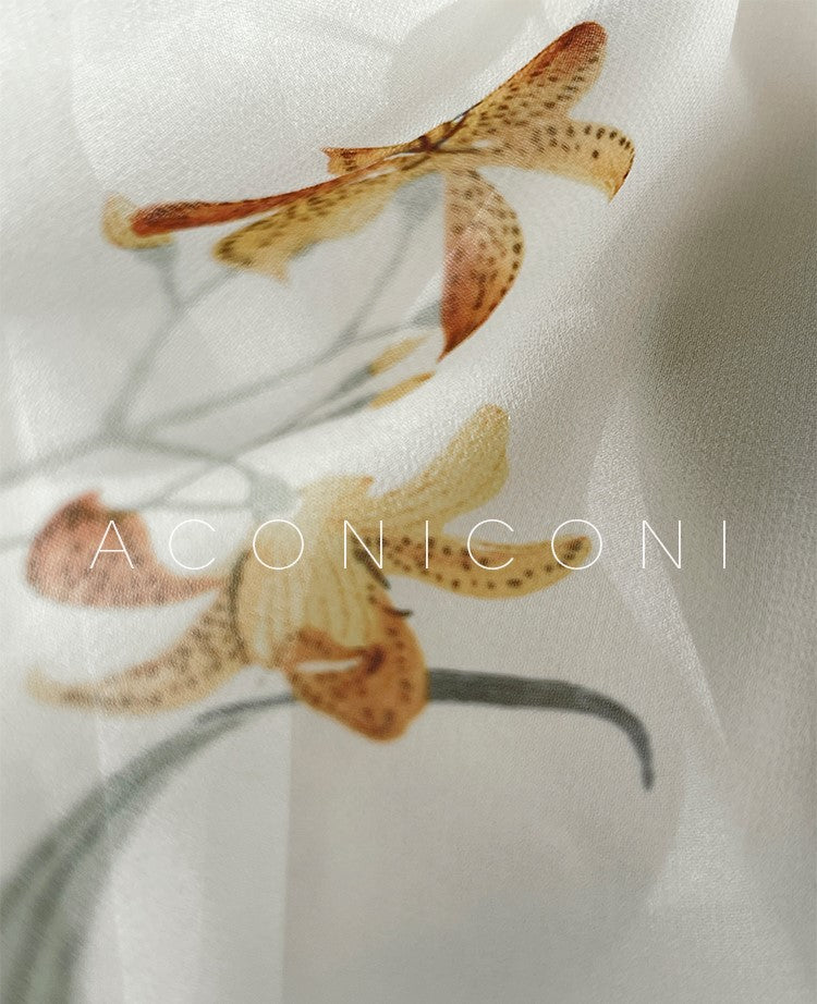 Aconiconi Luxury French Floral Print Slim Fit Hip Hug Dinner Dress- Primrose Whisper