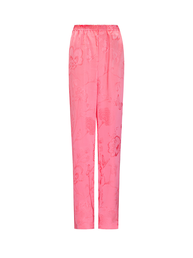 M essential Mackay designer lotus petal red jacquard tether folded loose shirt - BIRD.