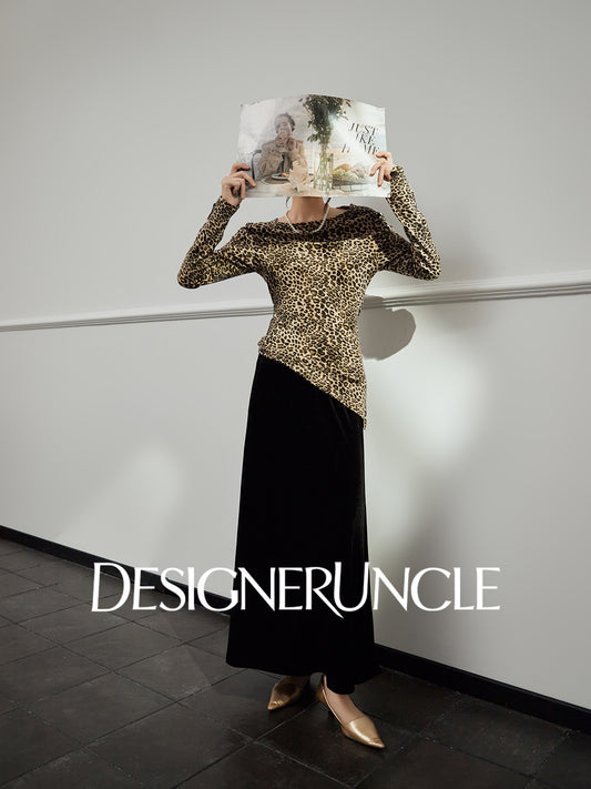 DGU|Twilight Black Velvet High-Waisted Slimming Versatile Commuter French Skirt - Kyla.