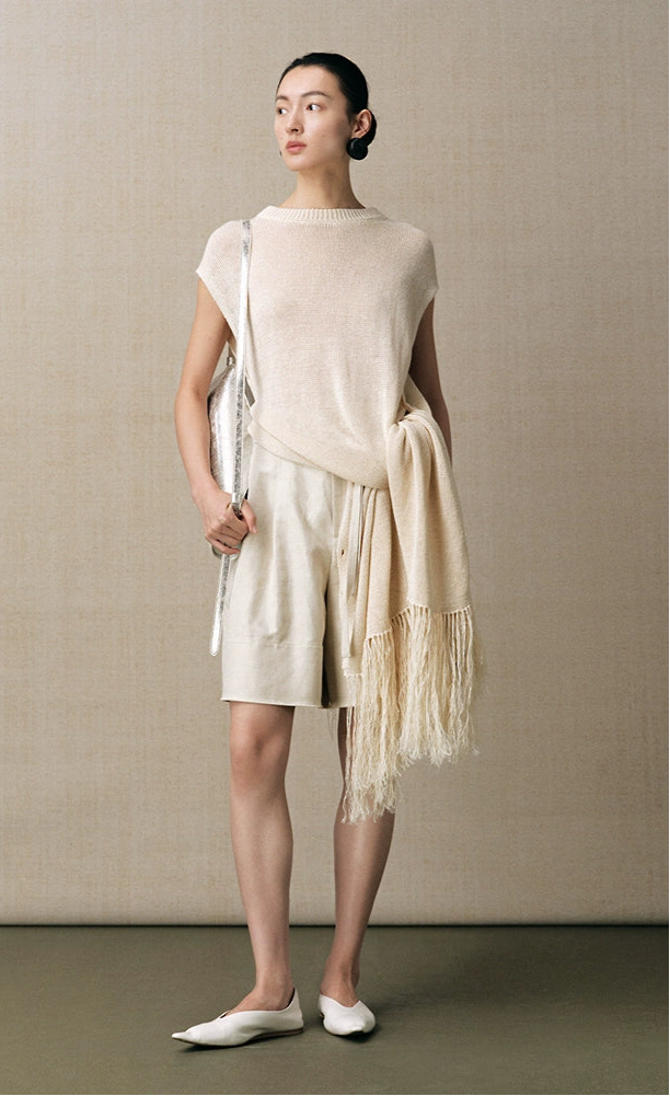 ZHUCHONGYUN bamboo waist cord knee-length loose shorts-LEONE.