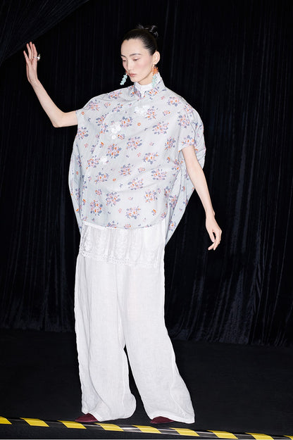 M essential Mackay designer Zen linen layered lace elasticated waist loose trousers - ZING.