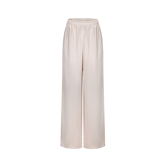 ATELIER MISS LU Fall/Winter Glossy Acetate Blend Straight Casual Pants - DRAW.