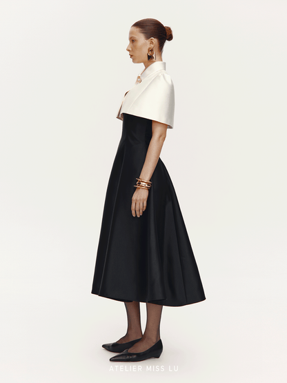ATELIER MISS LU [Cloud Princess] rhinestone embellishment glossy cape crop top - SILL.