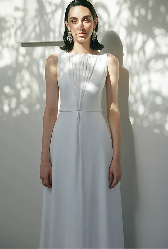 GOUDIN white long light simple banquet evening-TAB.