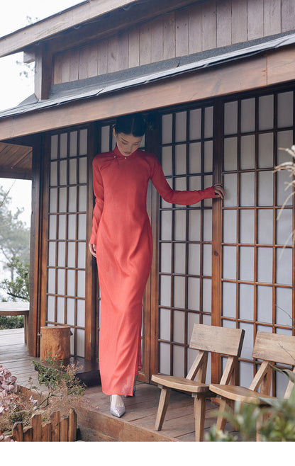 GOUDIN Engagement long-sleeved red dress-RIX.
