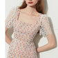 Light Luxury White Square Neck Openwork Lace Dress - Aredre
