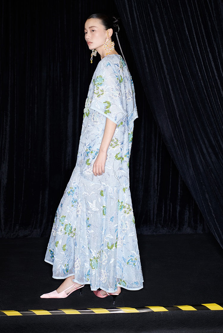 M essential Mackay designer Jiyi embroidery silk hand-dyed embroidery mermaid dress- YINKA.
