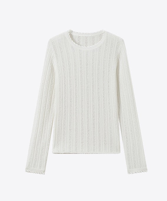 COMME MOI women's cut-out raw edge pullover knit top- VALENTINA.