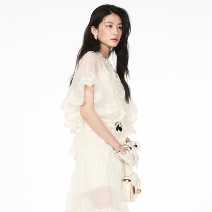 FAME organza embroidered beaded top - HAYDEN