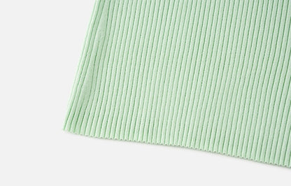 ZHUCHONGYUN stand-up collar slim diagonal placket knit top-BIBI.