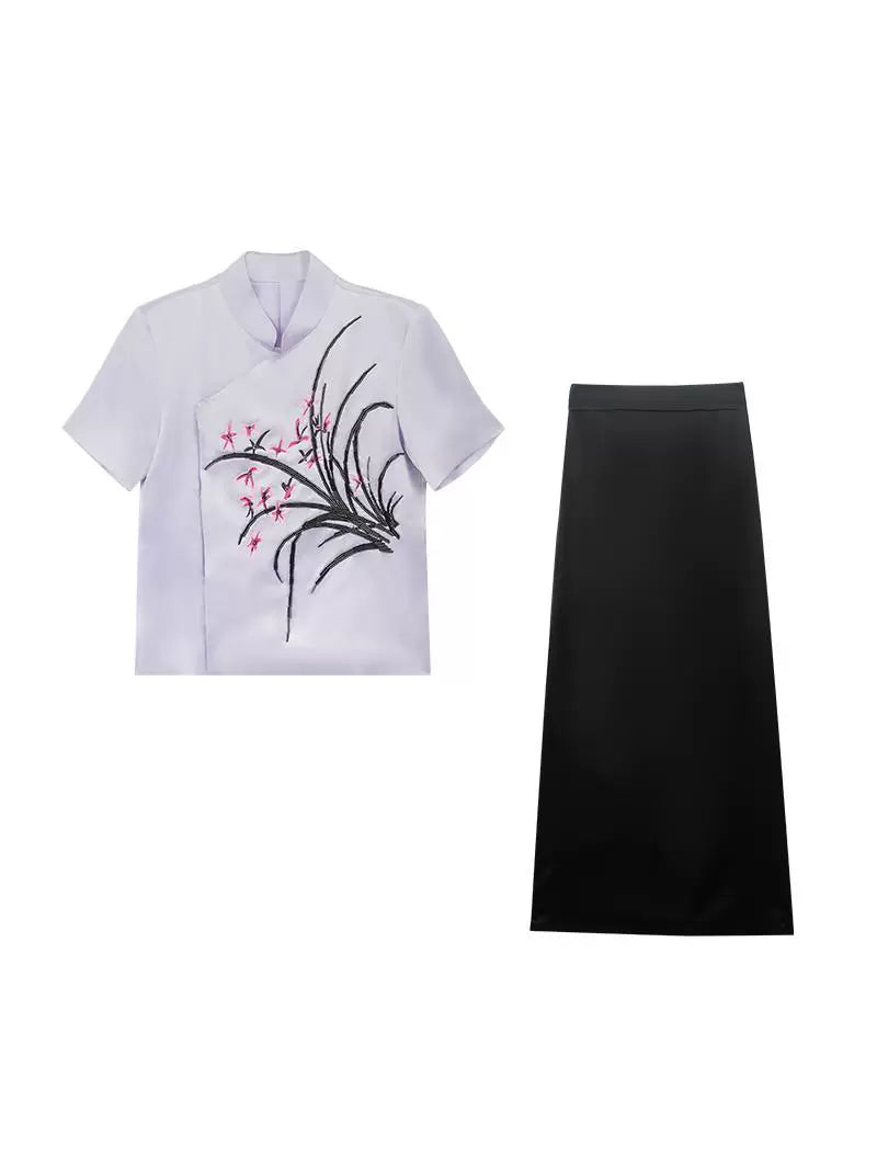 HECO Handmade Bead T-shirt Top Skirt Set - sins.