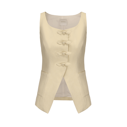 ATELIER MISS LU Authentic Rabbit Ears Ribbon Waist Waistcoat Top - YVONE.