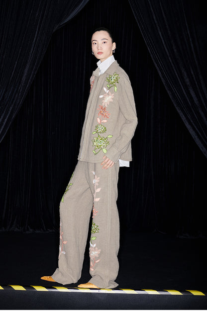 M essential Mackay designer Sedum patch shirt jacket pant set - Eight Treasures