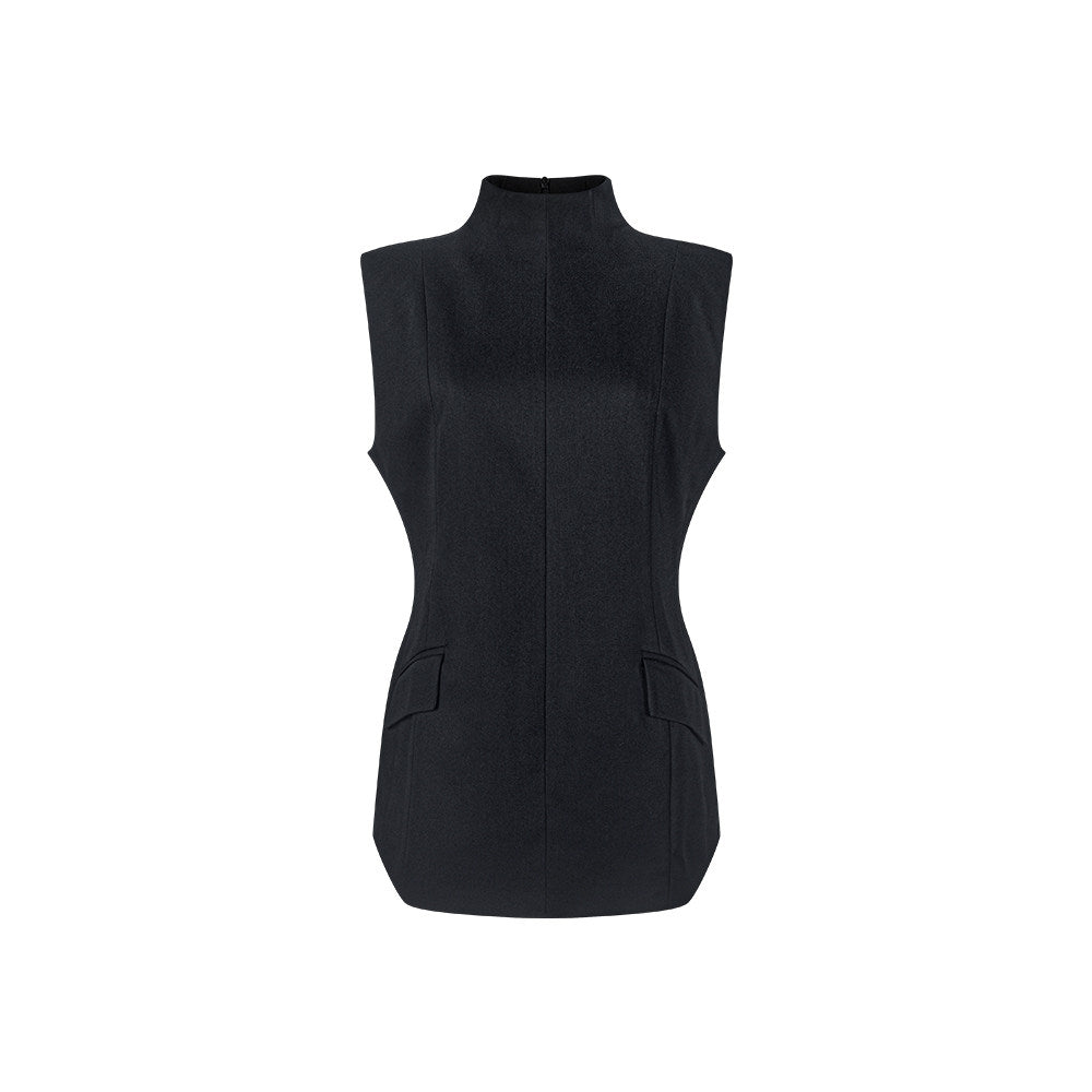TUYUE stand-up collar and shoulders slim fit casual vest- TRACIE.