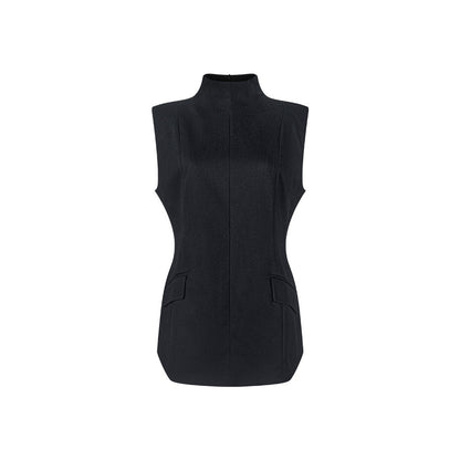 TUYUE stand-up collar and shoulders slim fit casual vest- TRACIE.