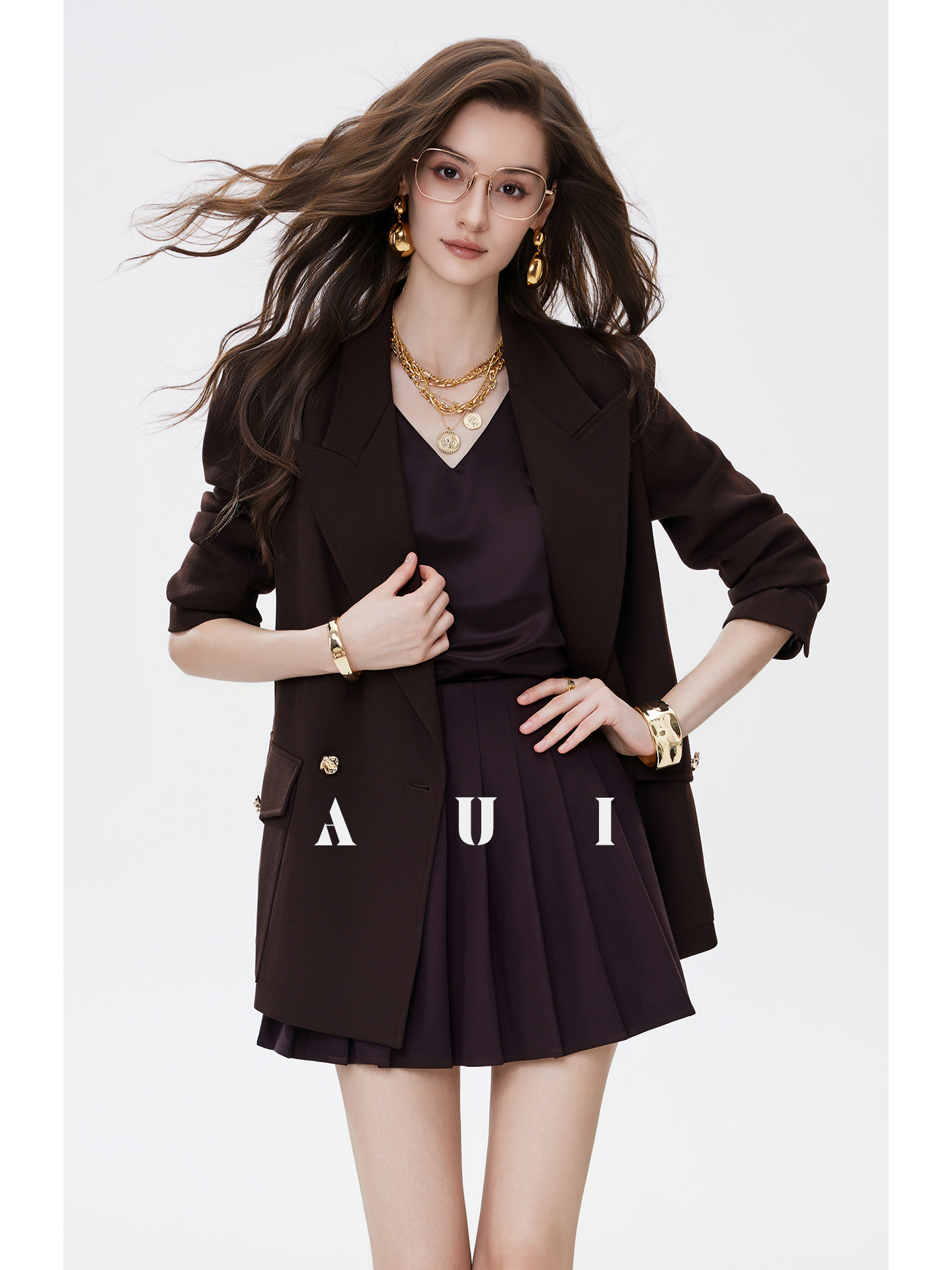 AUI Maillard polo collar blazer sense light workplace commuter waist suit - Aera.