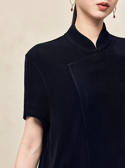 HECO  Acetate Knitted Slit black white Long Top Women - FAVOUR.