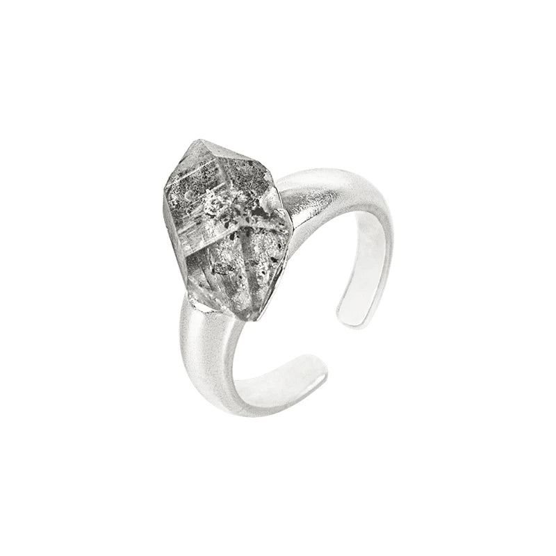 TUYUE silver gold plating shining crystal rotating ring - DAMON.