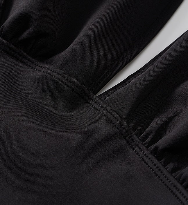 COMME MOI Lv Yan designer's women's summer lace-up sexy V-neck one-piece swimsuit - EMORY.