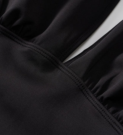 COMME MOI Lv Yan designer's women's summer lace-up sexy V-neck one-piece swimsuit - EMORY.