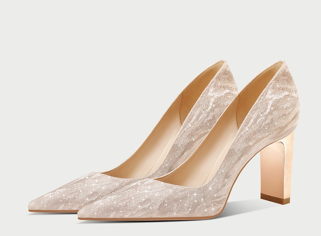 PJJUU thick heel french high heeled shoes  - TROPHY.