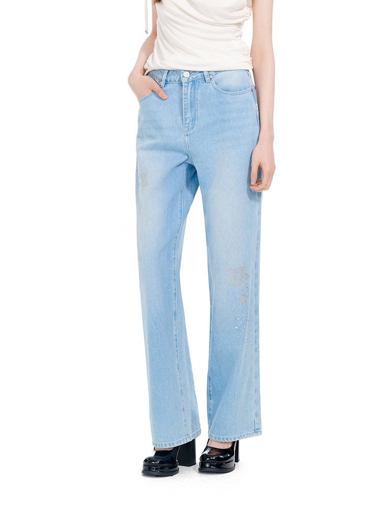 YES BY YESIR | Ye Qians Marilyn-Inspired Hot Diamond Embellished Jeans -TALLISSA.