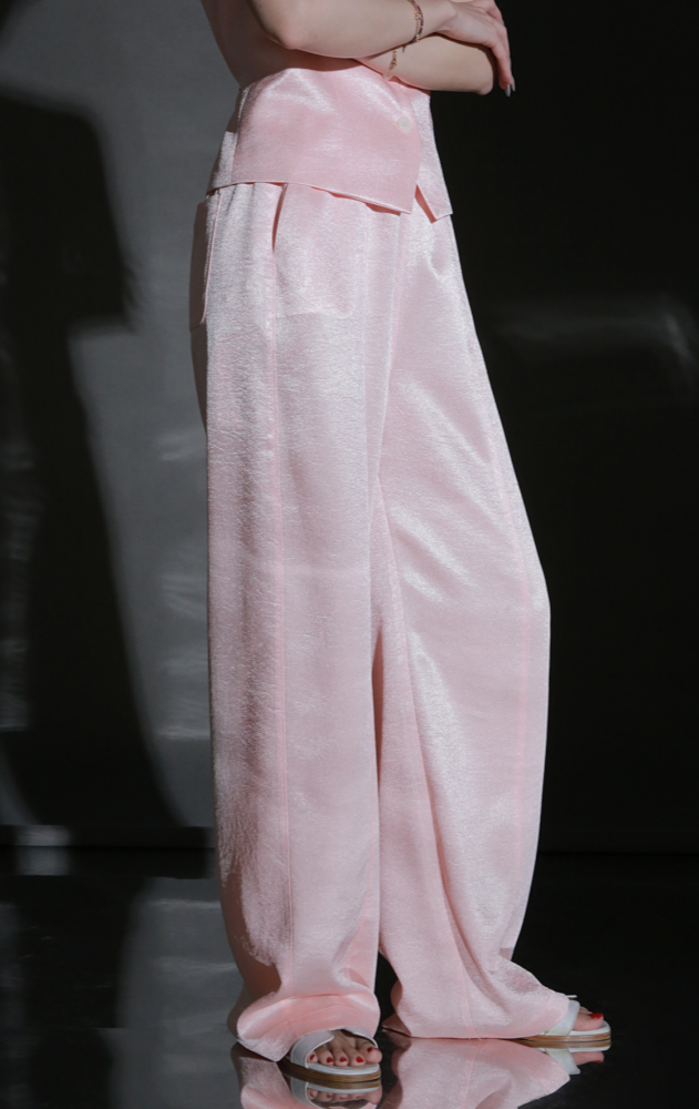 PIAOIN light luxury satin glossy heavy acetate suit pants  -HARPER