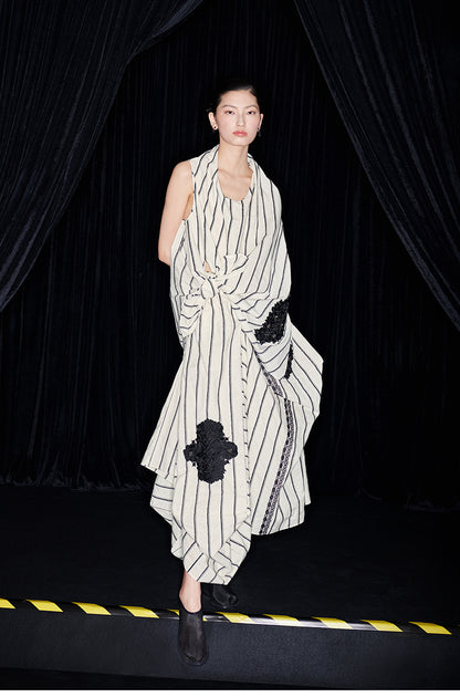 M essential Mackay designer yarn-dyed paismi embroidered knot top skirt set  - Zen.