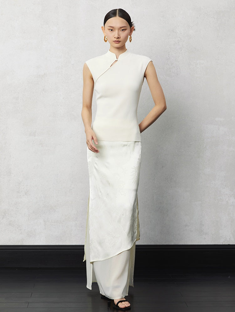 HECO acetate tulle high waisted cascading long skirt summer - lion.