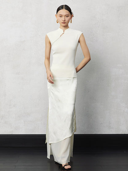 HECO acetate tulle high waisted cascading long skirt summer - lion.