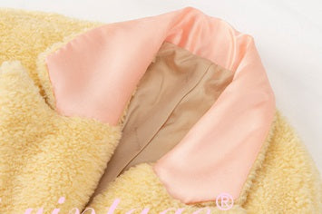 Le Palais Vintage Elegant Yellow Fur Short Warm Jacket-Pine - LILLY.