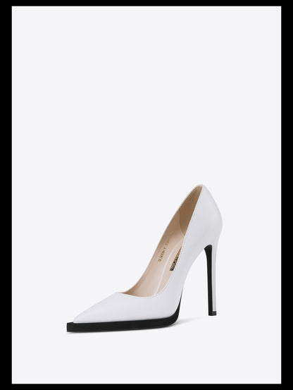 Fabfei colorblock stiletto heels platform pointed toe black pumps - Nolei