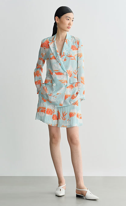 COMME MOI Lv Yan designer summer women's fashion casual print double-breasted suit - EMMA.