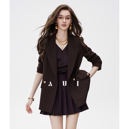 AUI Maillard polo collar blazer sense light workplace commuter waist suit - Aera.