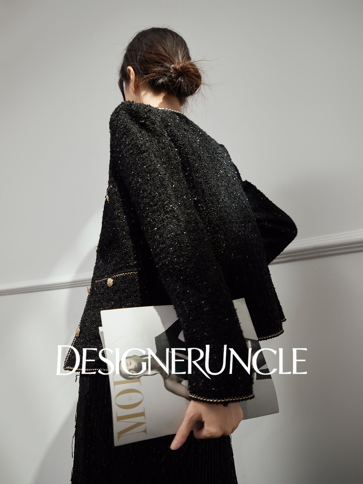 DGU "Gilded" black jacket small fragrance celebrity temperament commuter versatile top - Bobby.