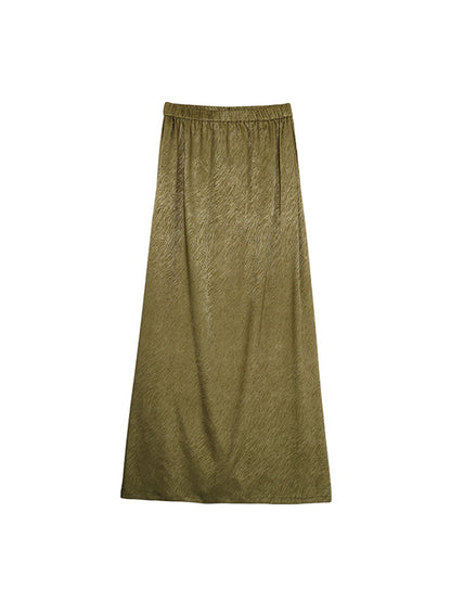 HECO Chinese Temperament Pearlescent High-Waisted High-End Texture Skirt - HELLS.